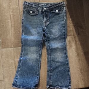 Old Navy Girls' Medium Blue Flared Jeans with Braided Waist